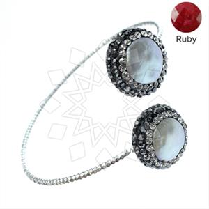 925 Sterling Silver Semi Precious Gems and Crystal  Adjustable Bracelet