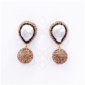 925 Sterling Silver Semi Precious Gems and Crystal  Double Drop Earrings