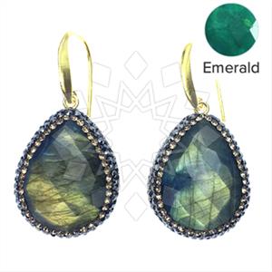 925 Sterling Silver Semi Precious Gems and Crystal  Single Drop Earrings