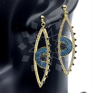 925 Sterling Silver Evil Eye Dangle Earrings