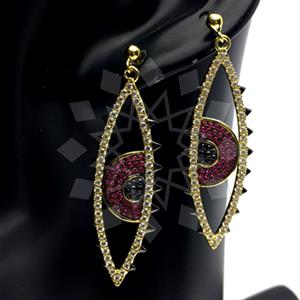 925 Sterling Silver Evil Eye Dangle Earrings