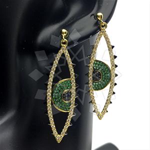 925 Sterling Silver Evil Eye Dangle Earrings