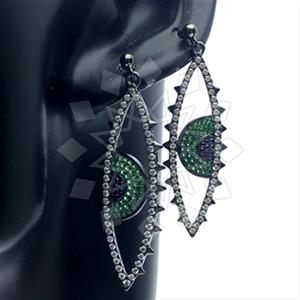 925 Sterling Silver Evil Eye Dangle Earrings
