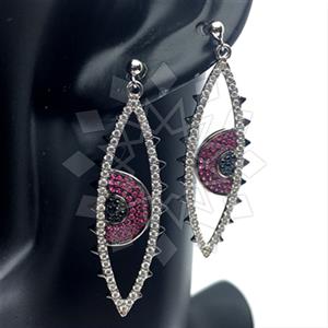 925 Sterling Silver Evil Eye Dangle Earrings