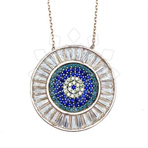 925 Sterling Silver Evil Eye Pendant Necklace