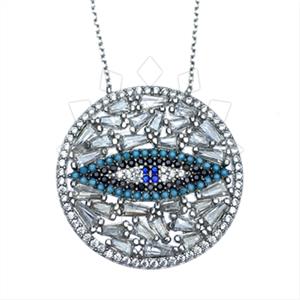 925 Sterling Silver Evil Eye Pendant Necklace