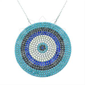 925 Sterling Silver Evil Eye Pendant Necklace