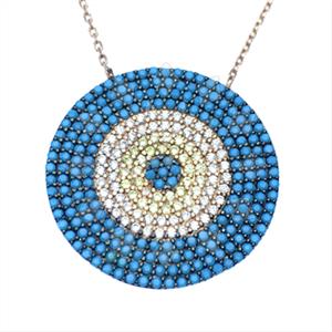 925 Sterling Silver Evil Eye Pendant Necklace