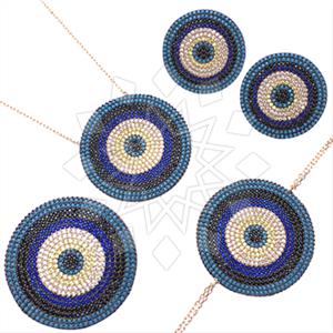 925 Sterling Silver Evil Eye Ring Earring Necklace Bracelet Sets