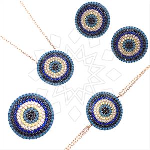 925 Sterling Silver Evil Eye Ring Earring Necklace Bracelet Sets