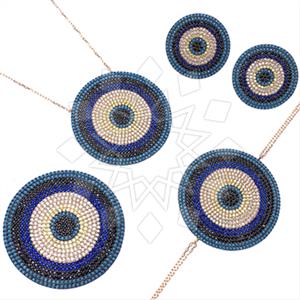 925 Sterling Silver Evil Eye Ring Earring Necklace Bracelet Sets
