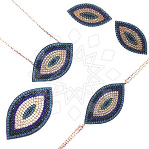 925 Sterling Silver Evil Eye Ring Earring Necklace Bracelet Sets