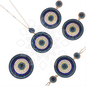 925 Sterling Silver Evil Eye Ring Earring Necklace Bracelet Sets