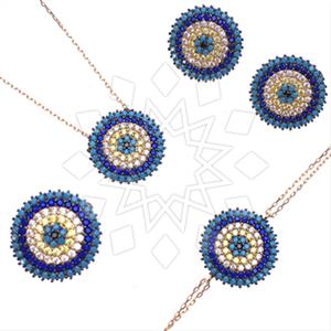 925 Sterling Silver Evil Eye Ring Earring Necklace Bracelet Sets