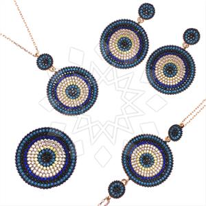 925 Sterling Silver Evil Eye Ring Earring Necklace Bracelet Sets