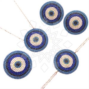 925 Sterling Silver Evil Eye Ring Earring Necklace Bracelet Sets