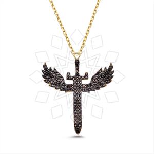 925 Sterling Silver Angel and Wings Pendant Necklace