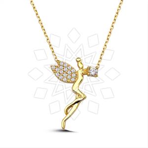 925 Sterling Silver Angel and Wings Pendant Necklace