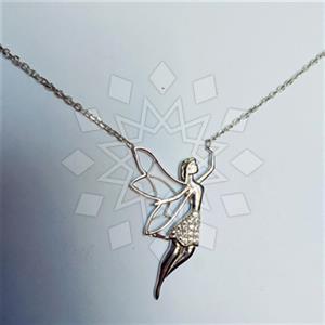 925 Sterling Silver Angel and Wings Pendant Necklace