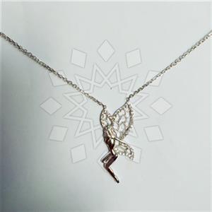 925 Sterling Silver Angel and Wings Pendant Necklace