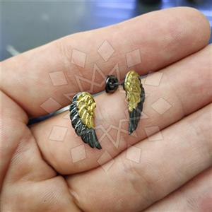 925 Sterling Silver Angel and Wings Stud Earrings