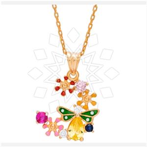 925 Sterling Silver Animal Flower Pendant Necklace