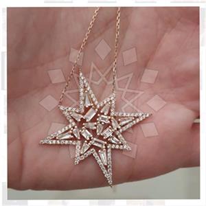 925 Sterling Silver Baguette Gemstone  Pendant Necklace