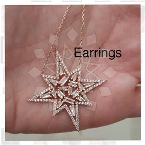 925 Sterling Silver Baguette Gemstone  Statement Earring