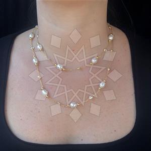 925 Sterling Silver Beaded  Multi Strand Necklace