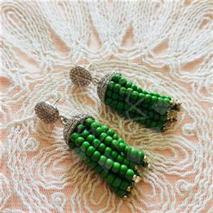 925 Sterling Silver Beaded  Tassel Earring