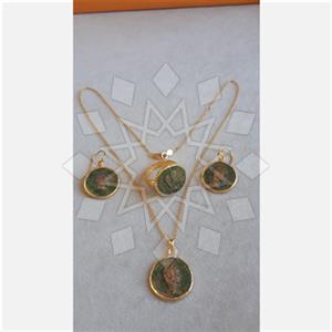 925 Sterling Silver Coin Ring Earring Necklace Sets