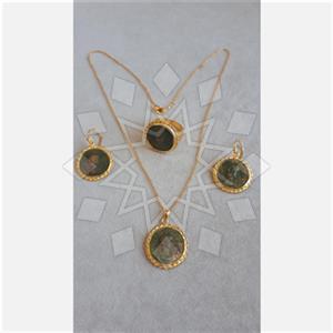 925 Sterling Silver Coin Ring Earring Necklace Sets