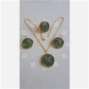 925 Sterling Silver Coin Ring Earring Necklace Sets