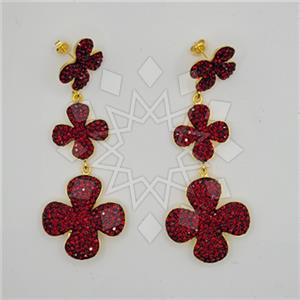 925 Sterling Silver Crystal Pave  Triple Drop Earrings