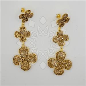 925 Sterling Silver Crystal Pave  Triple Drop Earrings