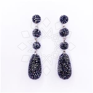 925 Sterling Silver Crystal Pave  Triple Drop Earrings
