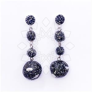 925 Sterling Silver Crystal Pave  Triple Drop Earrings