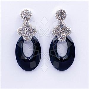 925 Sterling Silver Crystal Statement  Dangle Earrings