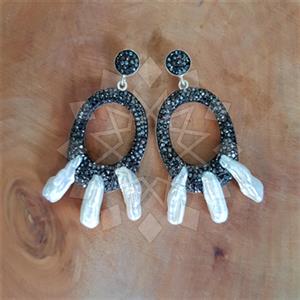 925 Sterling Silver Crystal Statement  Statement Earring