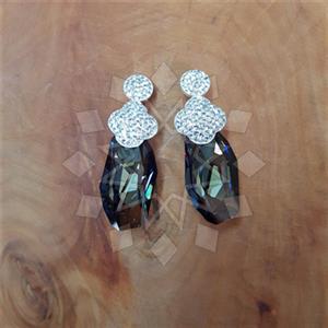 925 Sterling Silver Crystal Statement  Double Drop Earrings