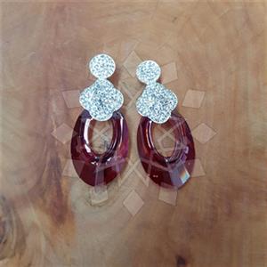 925 Sterling Silver Crystal Statement  Double Drop Earrings