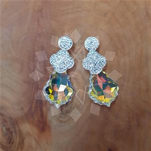 925 Sterling Silver Crystal Statement  Double Drop Earrings