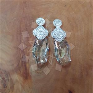 925 Sterling Silver Crystal Statement  Double Drop Earrings