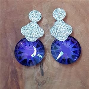 925 Sterling Silver Crystal Statement  Double Drop Earrings