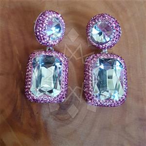 925 Sterling Silver Crystal Statement  Double Drop Earrings