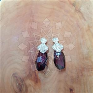 925 Sterling Silver Crystal Statement  Double Drop Earrings