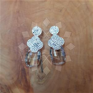 925 Sterling Silver Crystal Statement  Double Drop Earrings