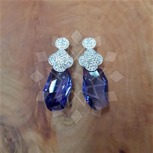 925 Sterling Silver Crystal Statement  Double Drop Earrings