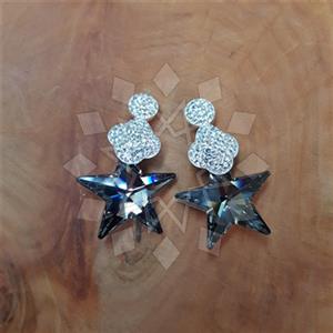 925 Sterling Silver Crystal Statement  Double Drop Earrings