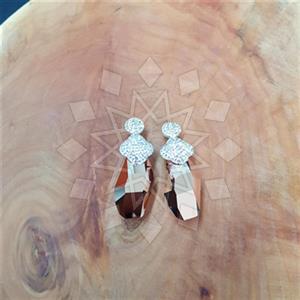 925 Sterling Silver Crystal Statement  Double Drop Earrings